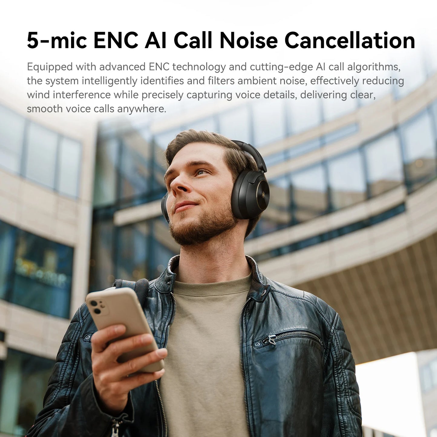 White Rechargeable Bluetooth 6.0 Noise-Cancelling Headset