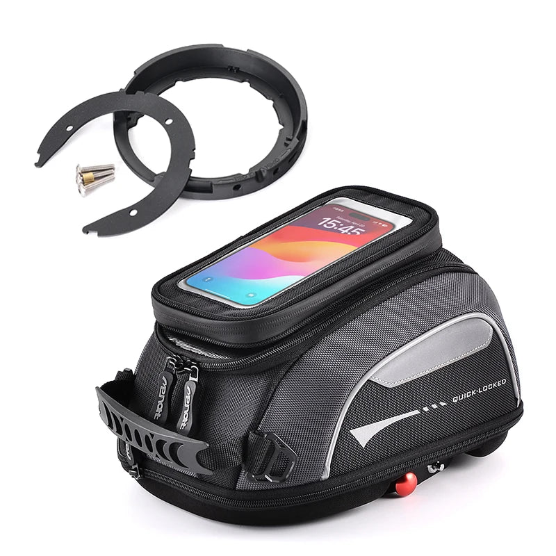 Waterproof Motorcycle Tank Bag with Phone Holder Quick Lock