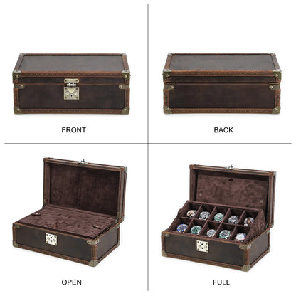 10 Slot Genuine Leather Watch Storage Case