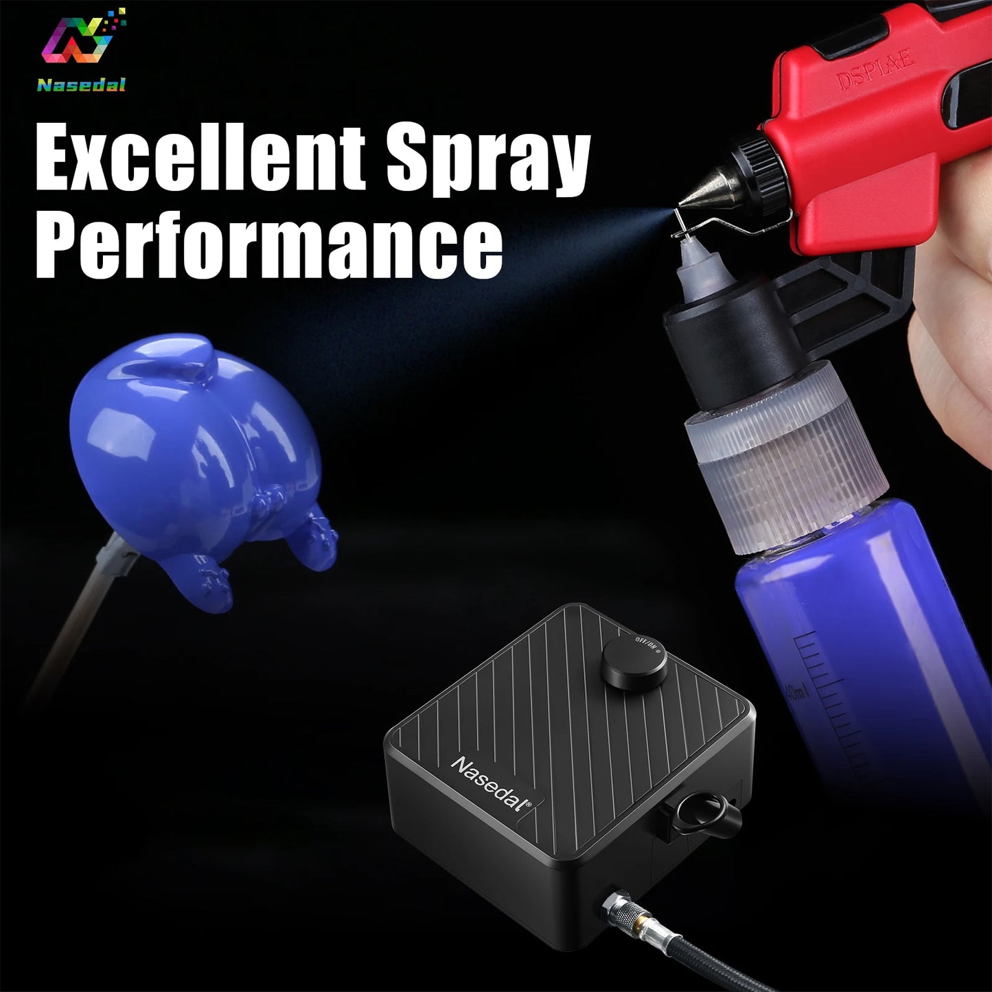 40PSI Wash-Free Airbrush Kit Auto-Stop Compressor 0.3mm