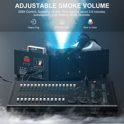 1500W Fog Machine with RGB LED Stage Lighting