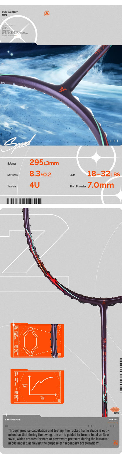 Lightweight Purple Badminton Racket 26LBS String Tension