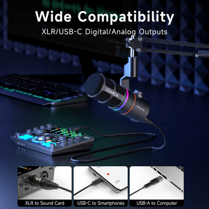 PRO White XLR Desktop USB Streaming Microphone