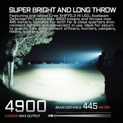 4900LM Tactical LED Flashlight 445m Green