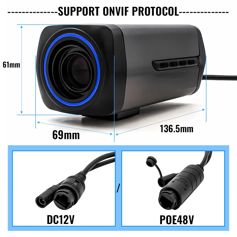 8MP 4K Motorized Zoom Network Camera Auto Focus 36X