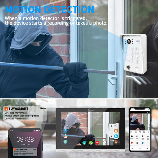 Wireless Smart Doorbell Camera Intercom with Fingerprint Unlock Black