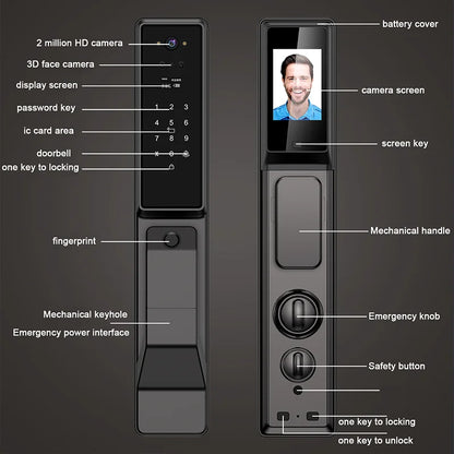 Outdoor Smart Door Lock with Face & Fingerprint Access