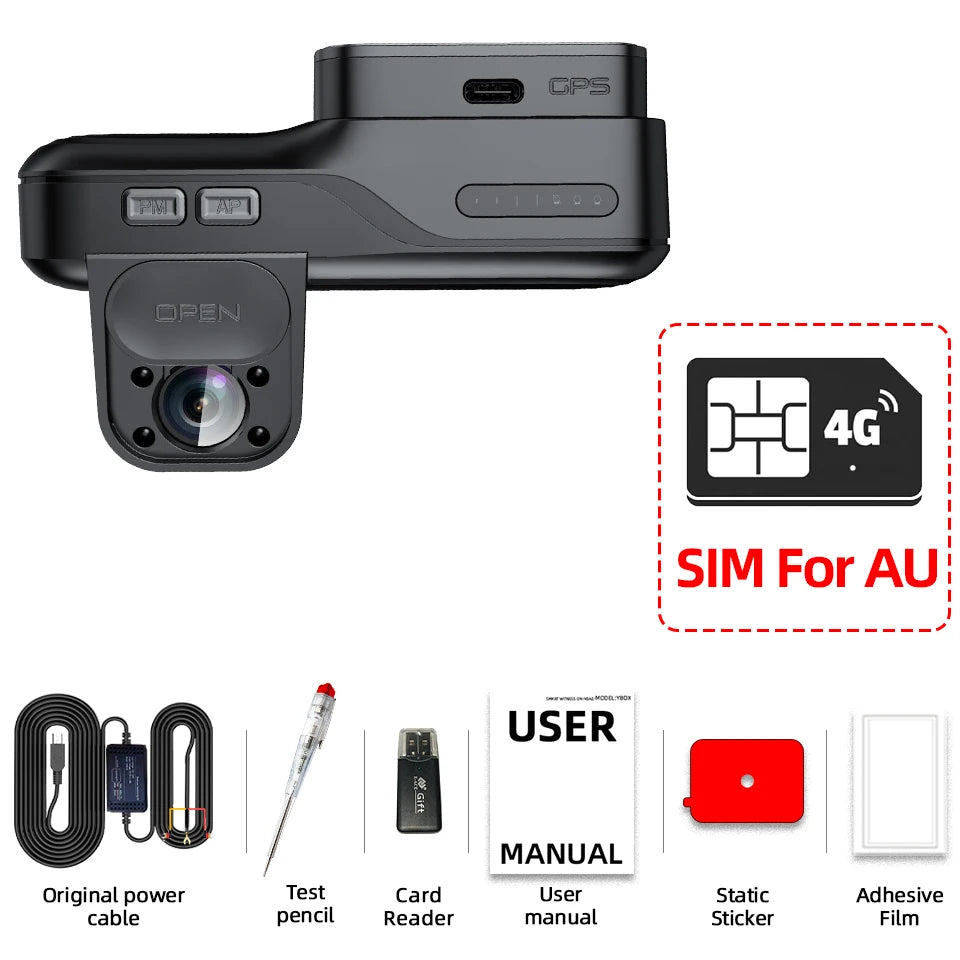 4G Dash Cam 32G GPS Infrared Night Vision Recorder