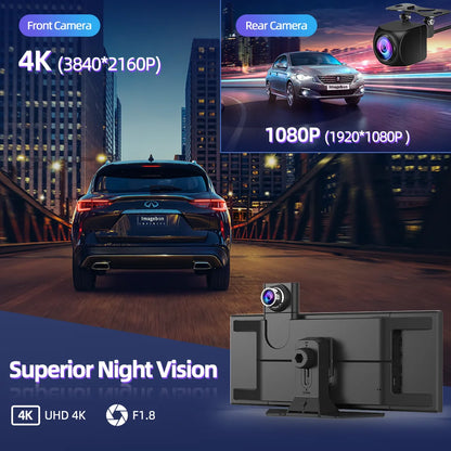 11.4-Inch 4K ADAS Dash Cam with CarPlay & Android Auto