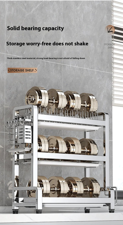 33cm 3 Tier Metal Dish Drainer Rack Countertop Organizer