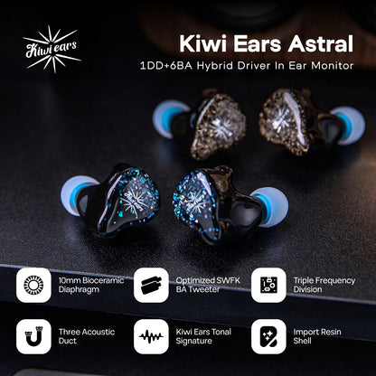 Hybrid IEM Earphones 1DD 6BA HiFi Wired Blue