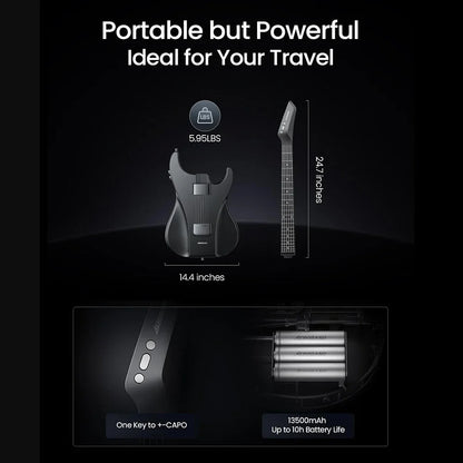 Portable Black Electric Guitar with 9 Sound Styles