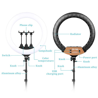22-Inch LED Ring Light with Adjustable Brightness and Color