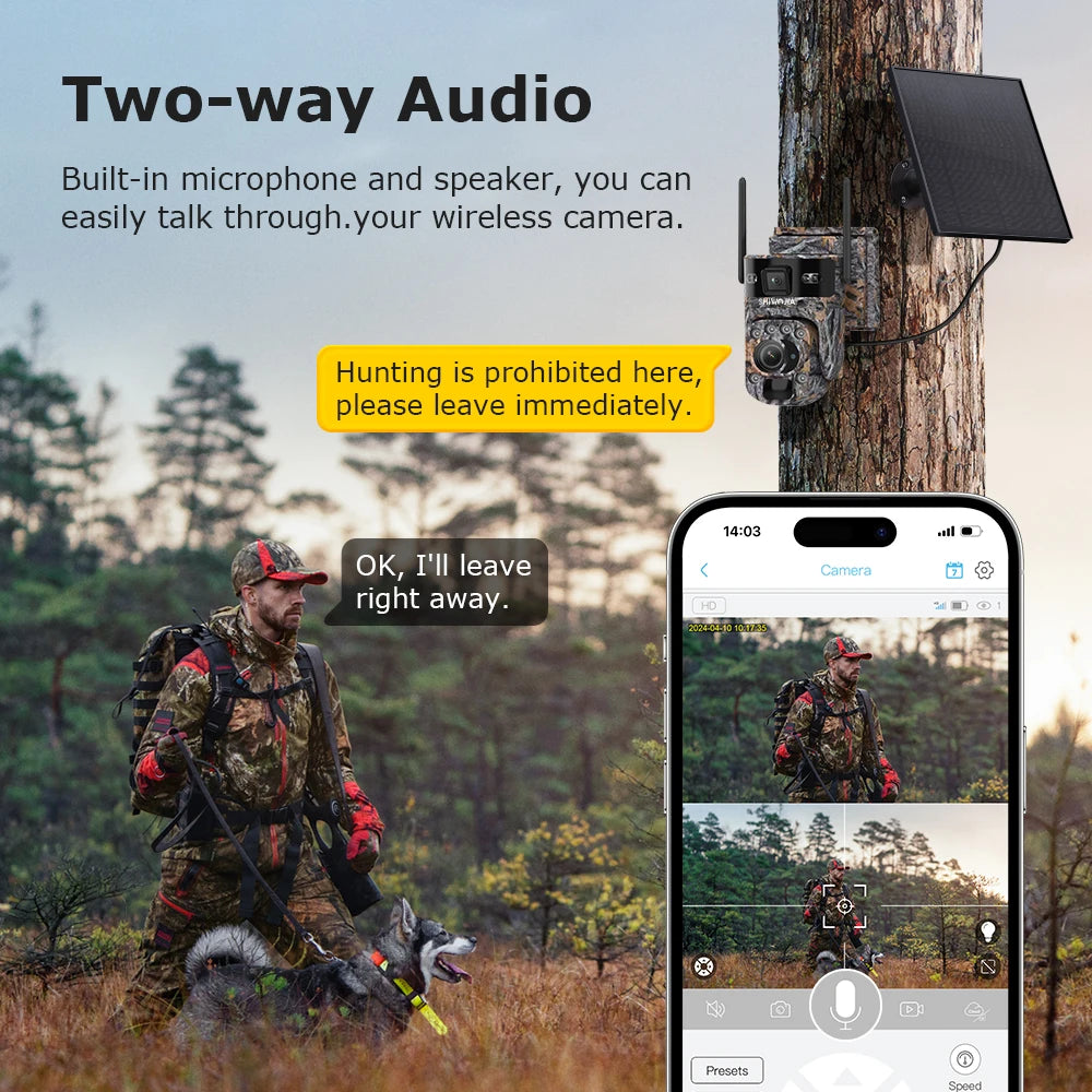 6K Solar Camera WiFi 128GB PTZ Motion Detection