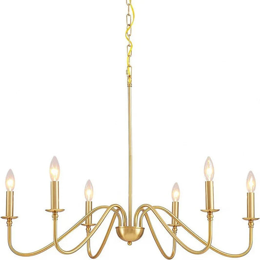 Vintage Style Gold Chandelier 6 Lamps for Dining Room