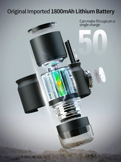 Rechargeable Travel Coffee Maker with Tamper and Bracket
