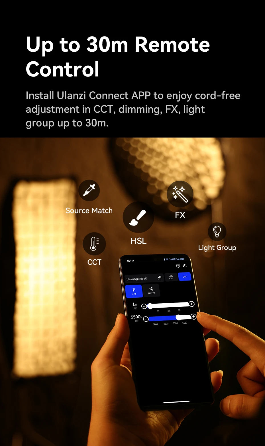 Rechargeable 200W Bi Color Video Light for Streaming