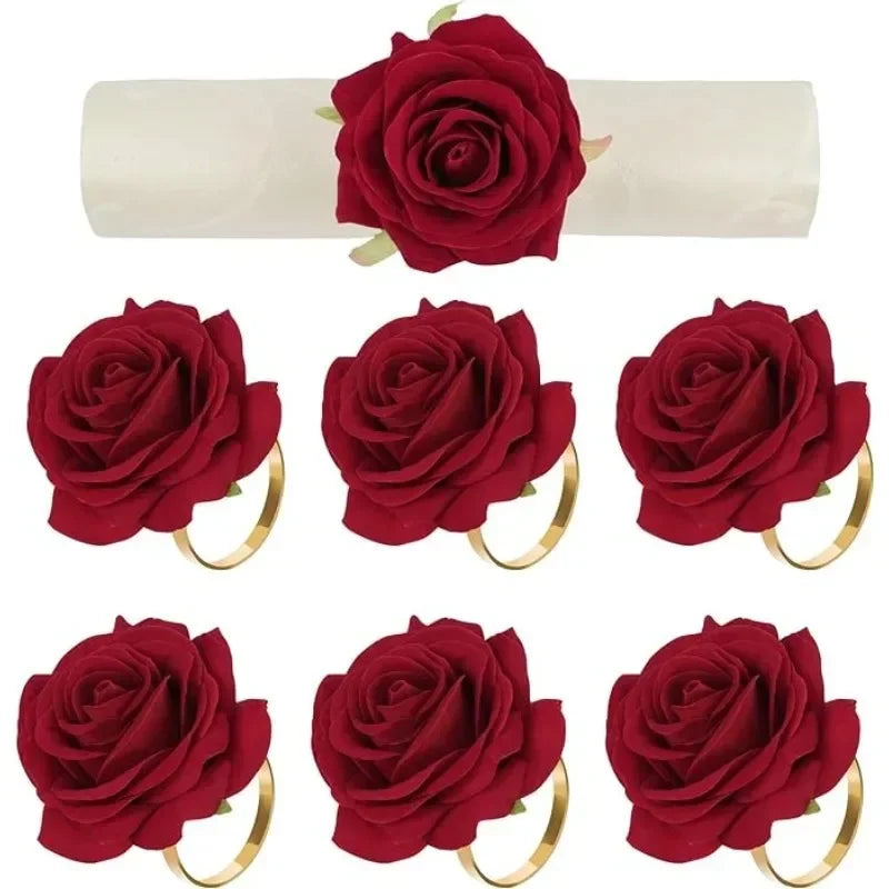 Red Rose Napkin Rings Set 96pcs Event Table Decoration