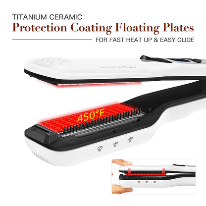 Electric Steam Hair Straightener Ceramic Wide Plates LCD Display