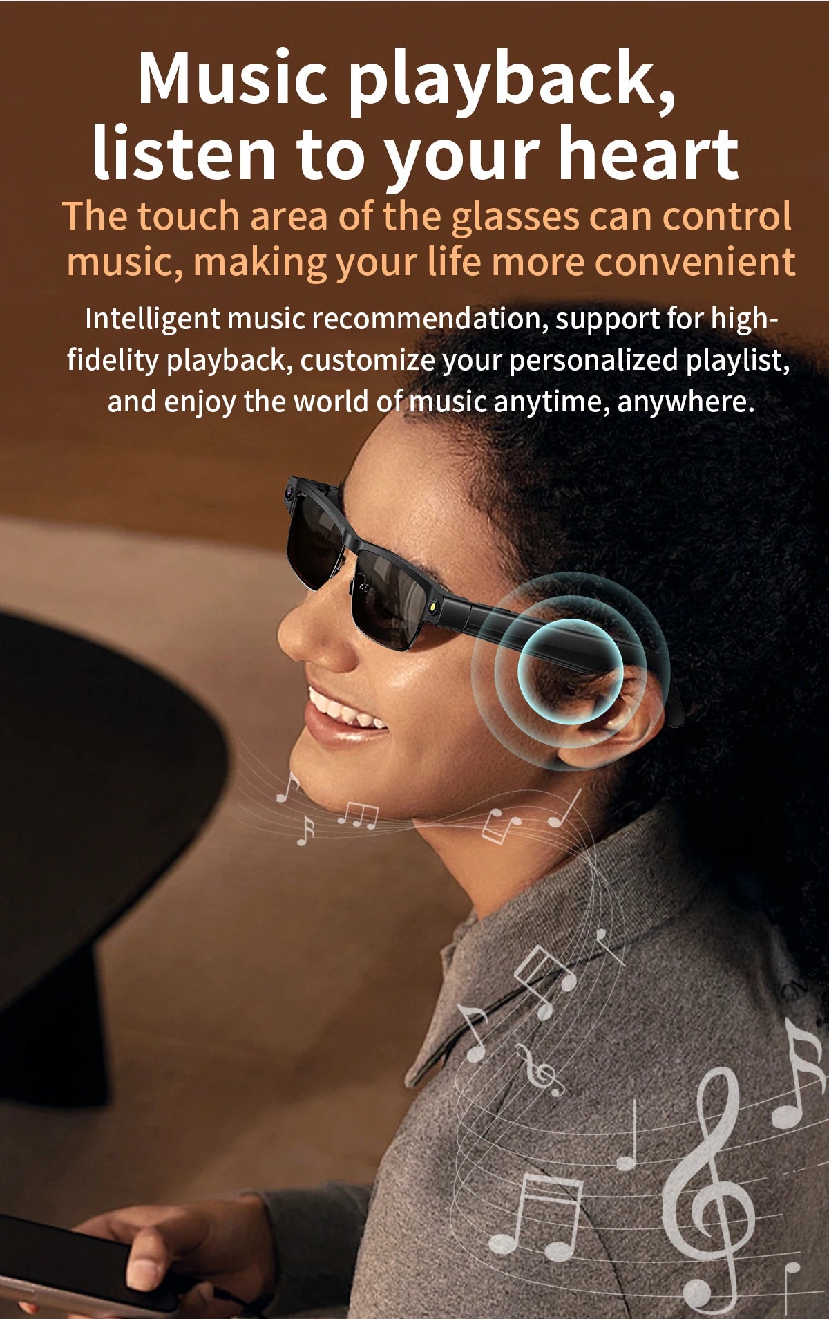 Anti Blue Light Smart Glasses with AI Camera