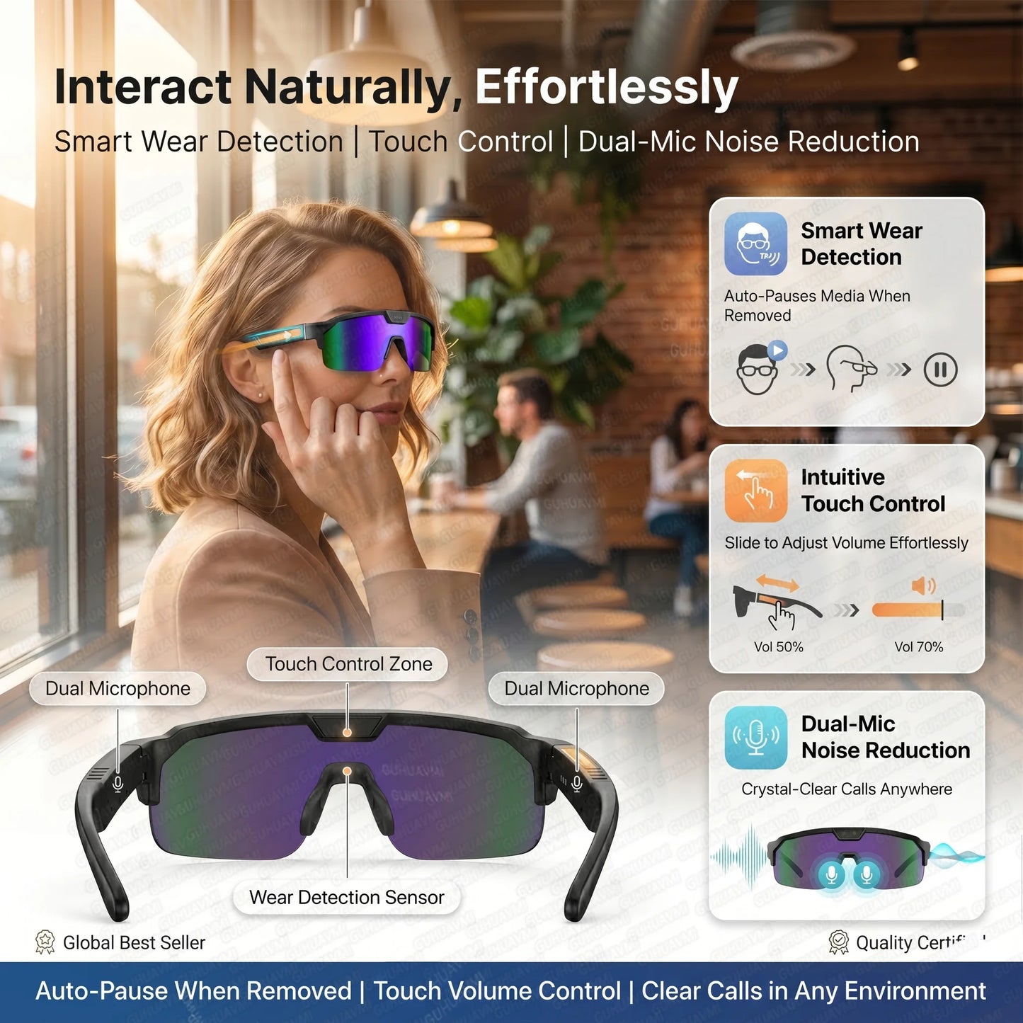 4K Smart Glasses Bluetooth AI Polarized Sport Sunglasses