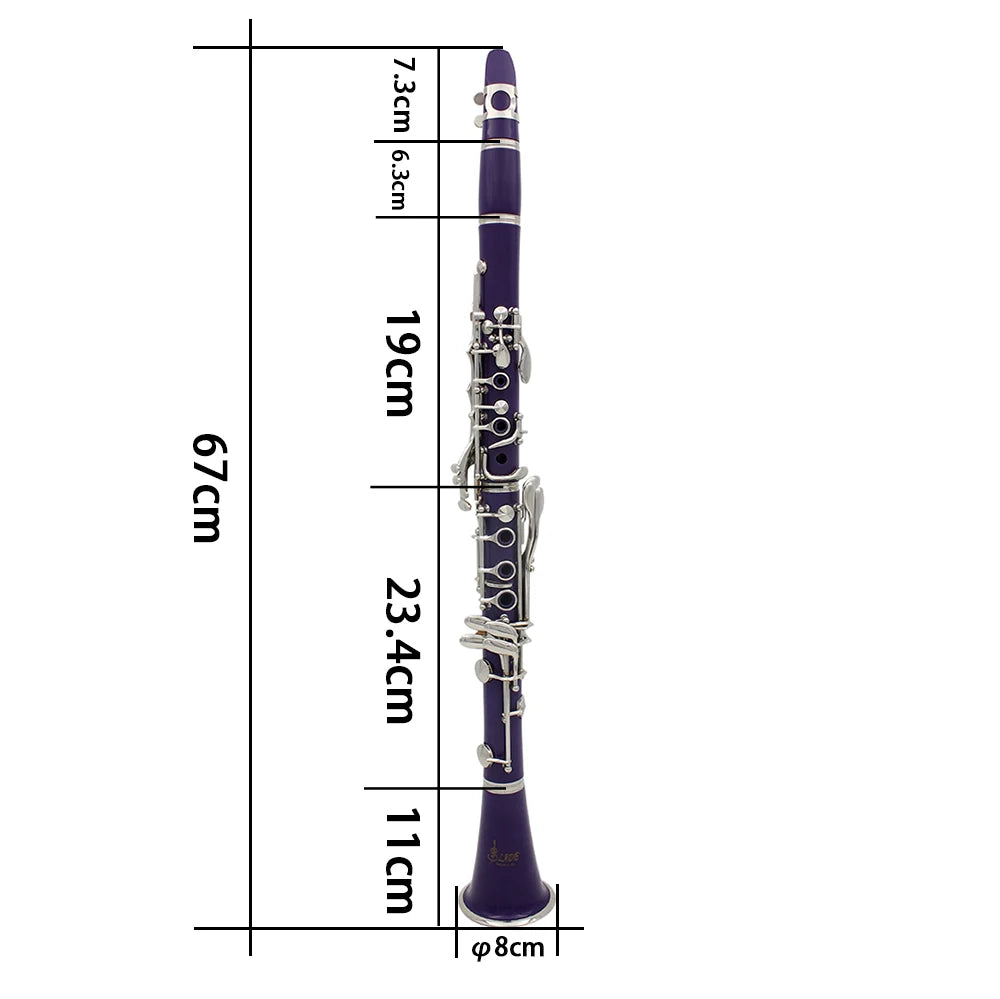 Blue Bb Clarinet 17 Keys Professional Woodwind Instrument