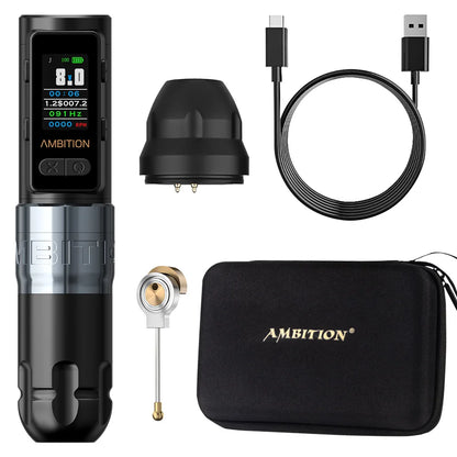 Silver Wireless Tattoo Machine Pen with LCD Screen 2400mAh