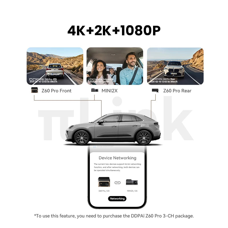 Three Channel 4K Dash Cam Front Rear Interior