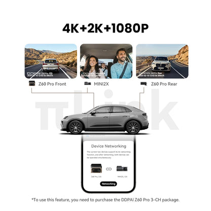 Three Channel 4K Dash Cam Front Rear Interior