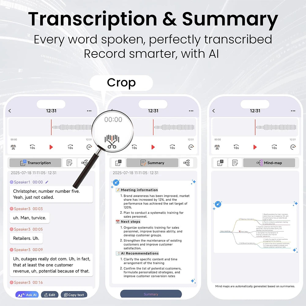 AI Smart Voice Recorder with App Control and Transcription