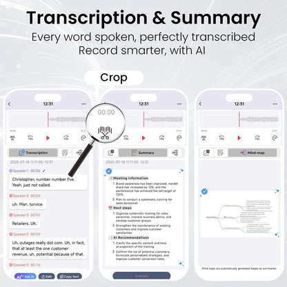 AI Smart Voice Recorder with App Control and Transcription