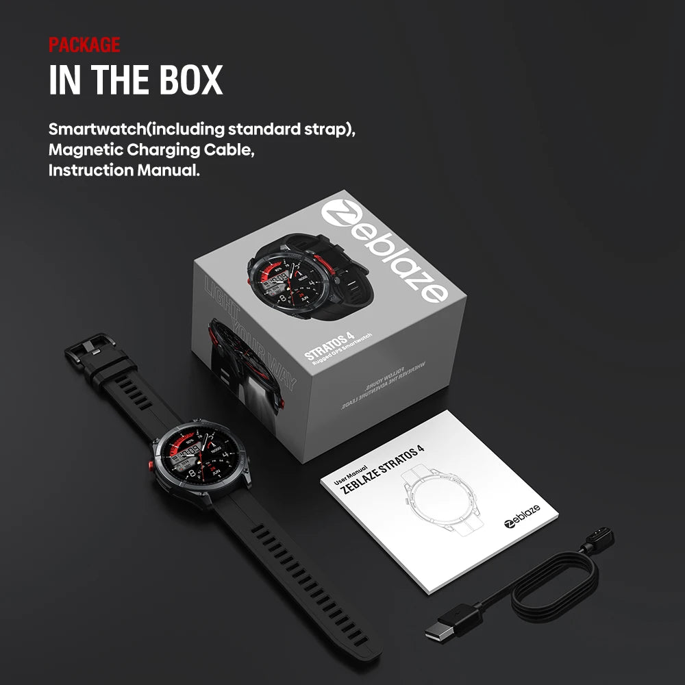Portable 1.43 inch AMOLED GPS Smartwatch with Flashlight