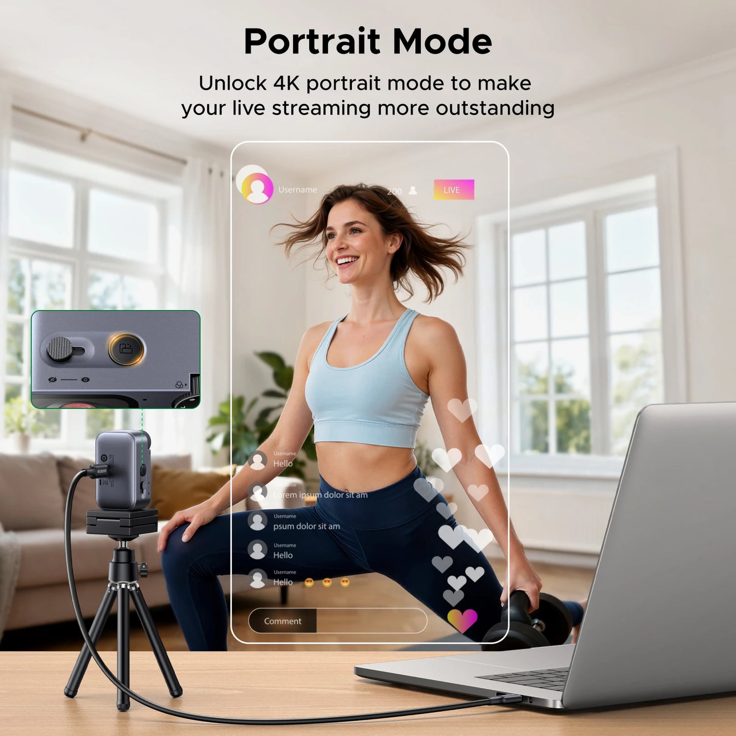 Smart 4K AI Webcam with Auto Framing and Gesture Control