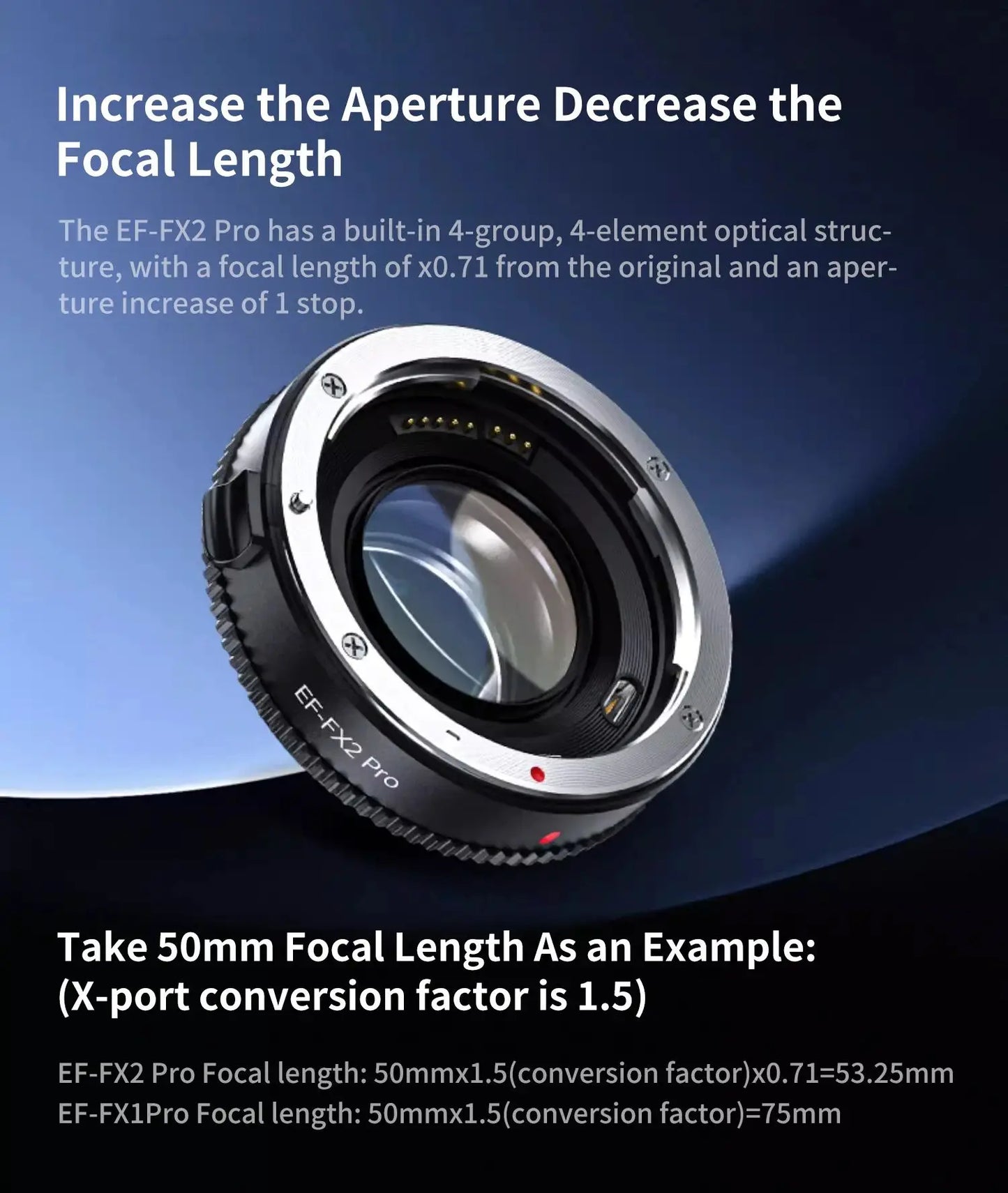 0.71x Autofocus Adapter Ring for Canon EF to Fuji XF