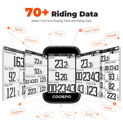 GPS Cycling Computer 2.6in Bluetooth 5.0 ANT Bike Odometer