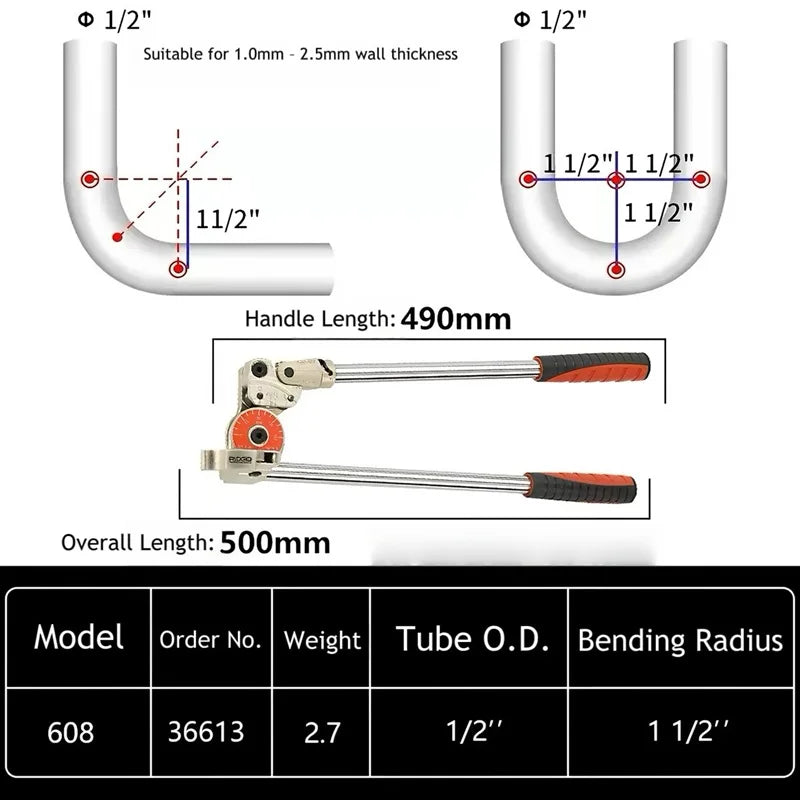 Heavy Duty 600mm Pipe Bender for Steel and Copper Tubes