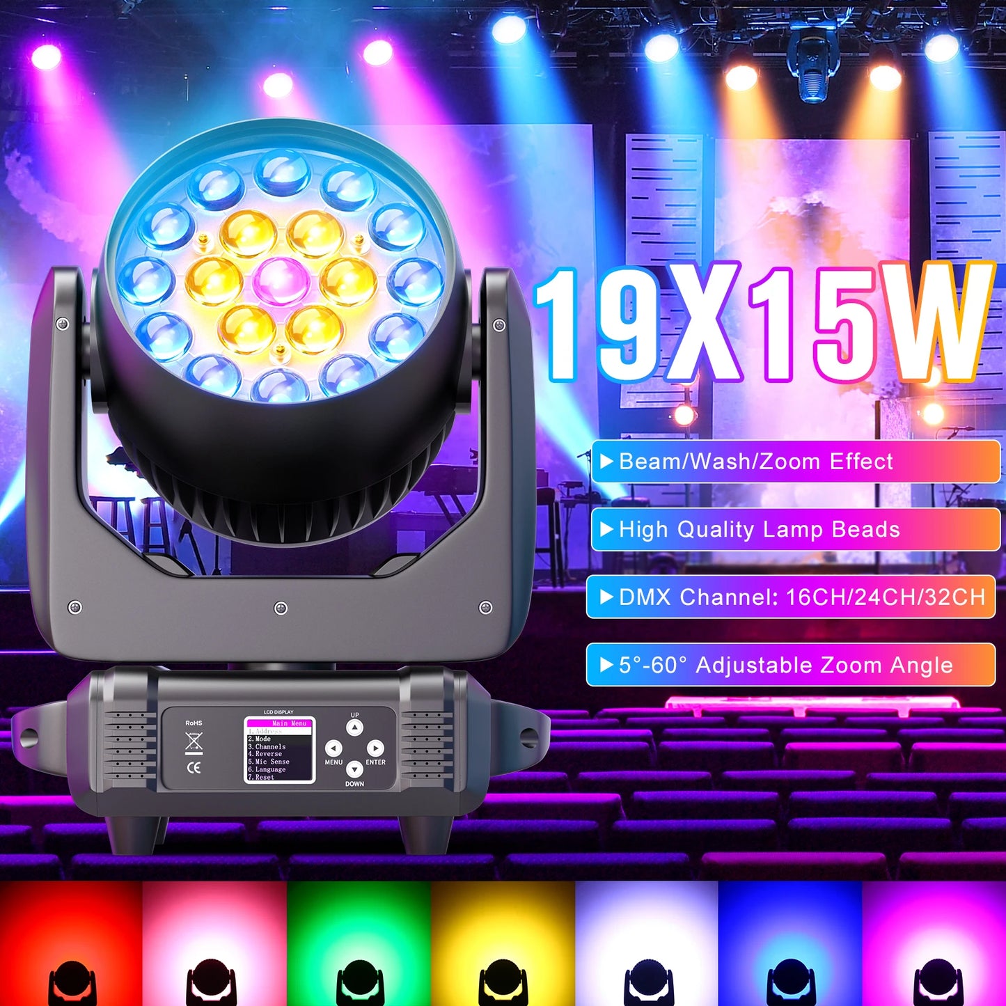 300W RGBW LED Moving Head Light DMX DJ Party