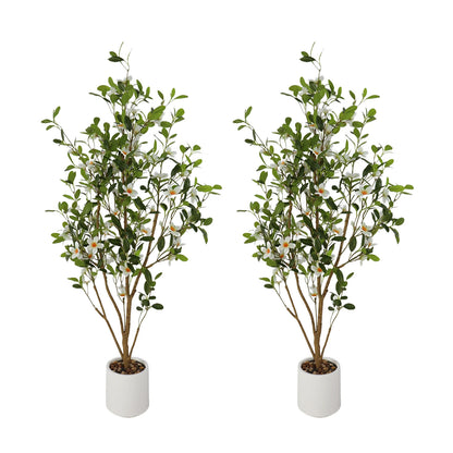 2-Pack 120cm White Faux Myrtle Trees for Home Decor