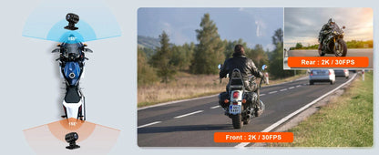 Waterproof Motorbike DVR Camera Dual Lens GPS Ready