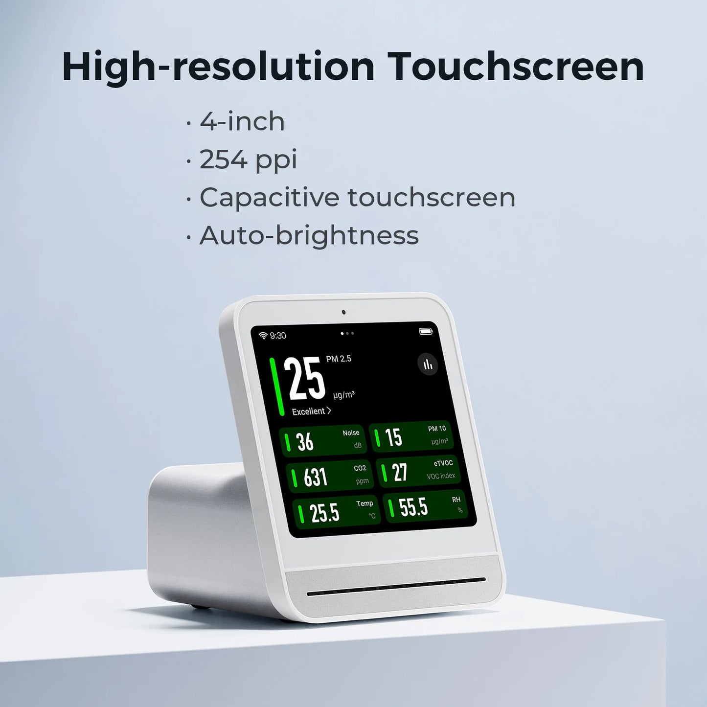 Portable 7-Sensor Air Monitor Black with Alarm