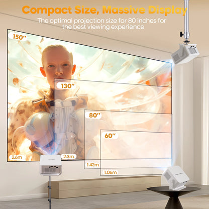 Portable Android 14 4K Projector Auto Focus 400ANSI WiFi 6