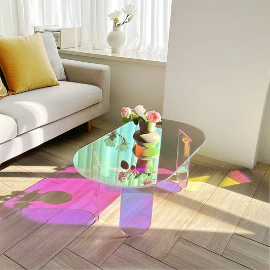 Iridescent Acrylic Coffee Table 95cm Modern Side Table
