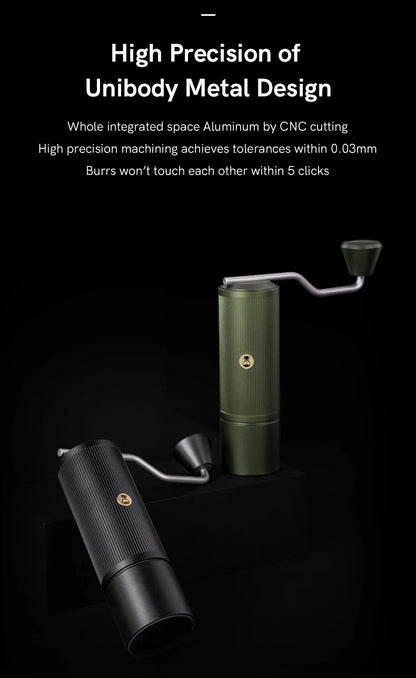 Green Foldable Stainless Steel Coffee Mill with S2C Burr