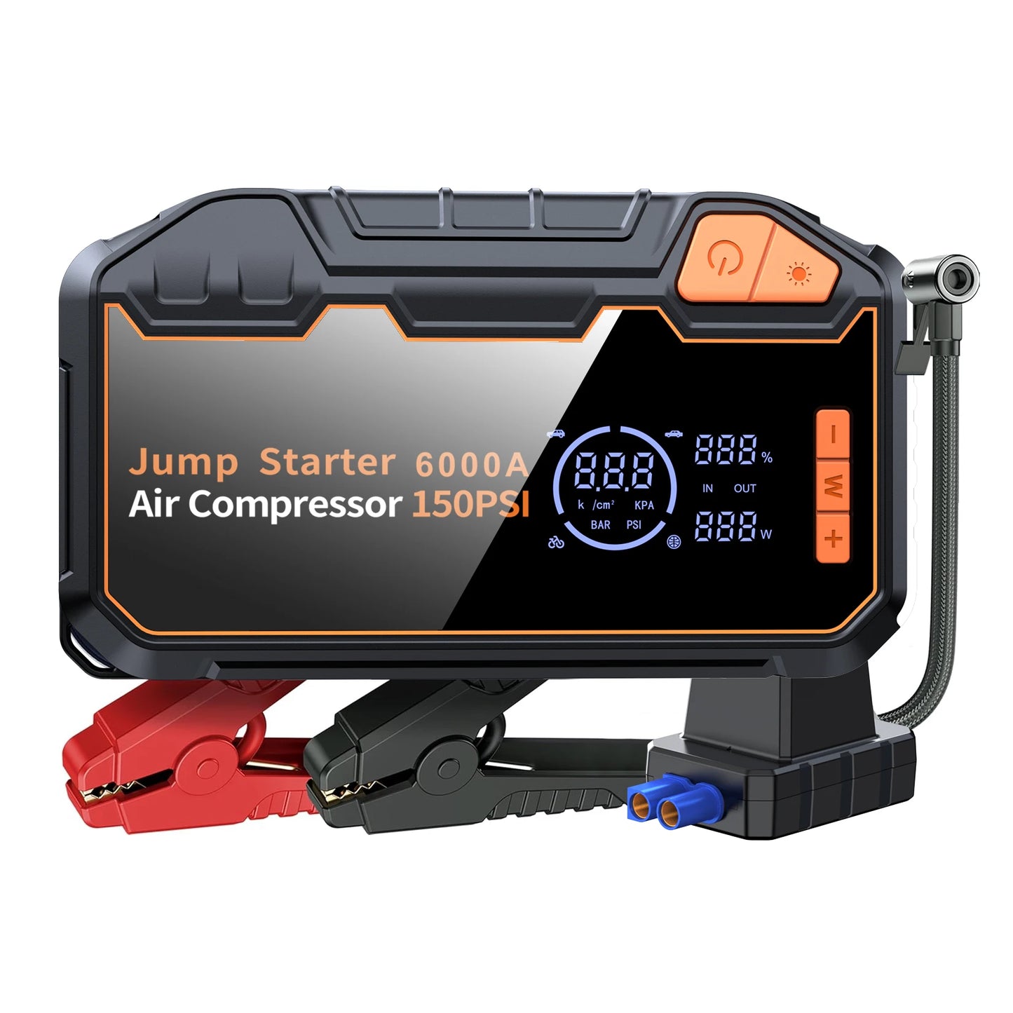 6000A Portable Car Jump Starter 26800mAh Air Compressor