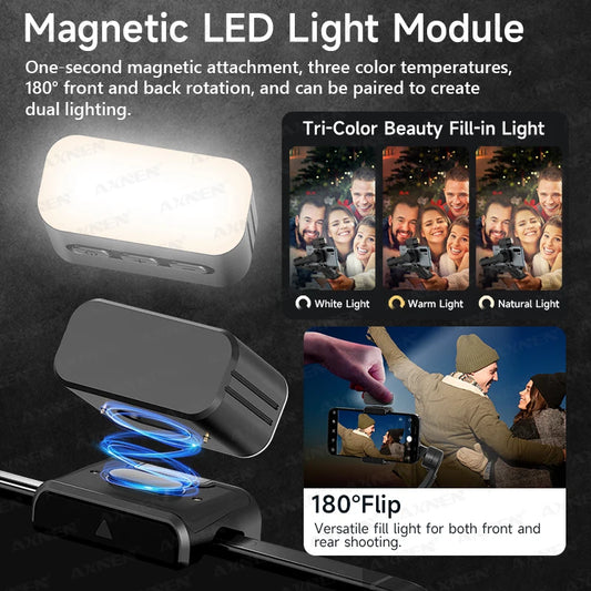 AI Face Tracking Smartphone Gimbal Stabilizer with Fill Light