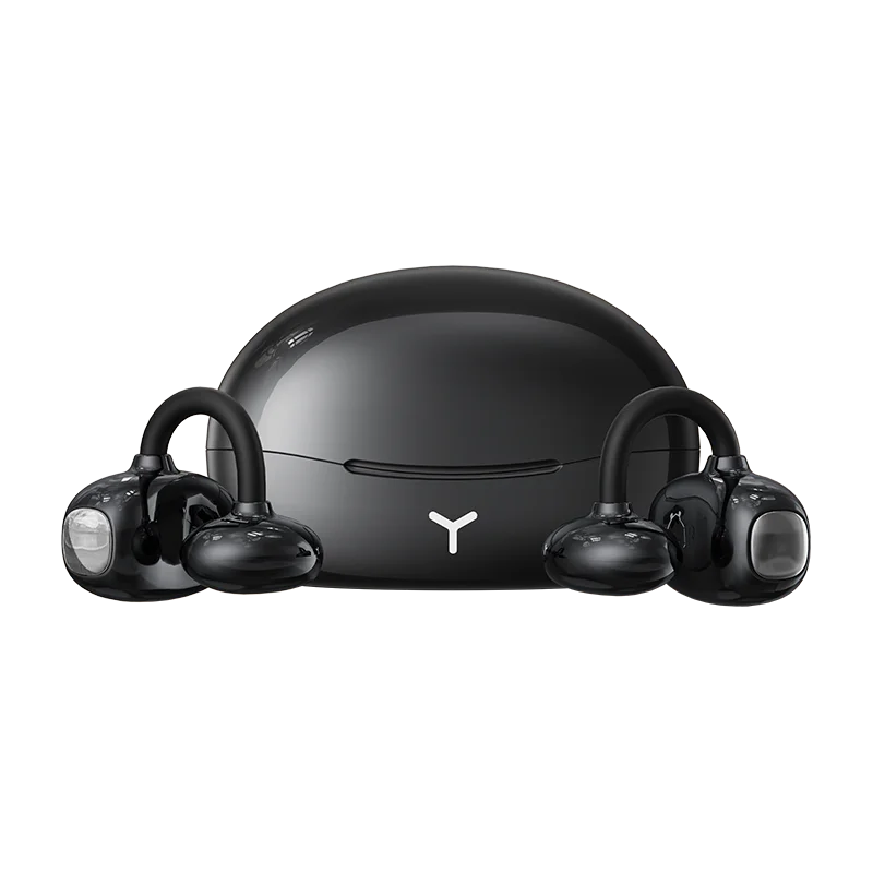 Clip On Wireless Earphones Noise Cancelling Stereo Black