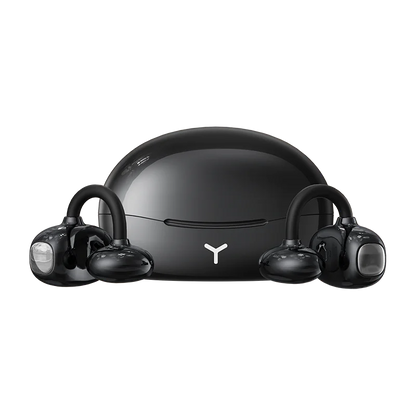 Clip On Wireless Earphones Noise Cancelling Stereo Black