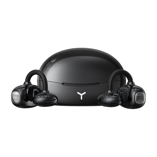 Clip On Wireless Earphones Noise Cancelling Stereo Black