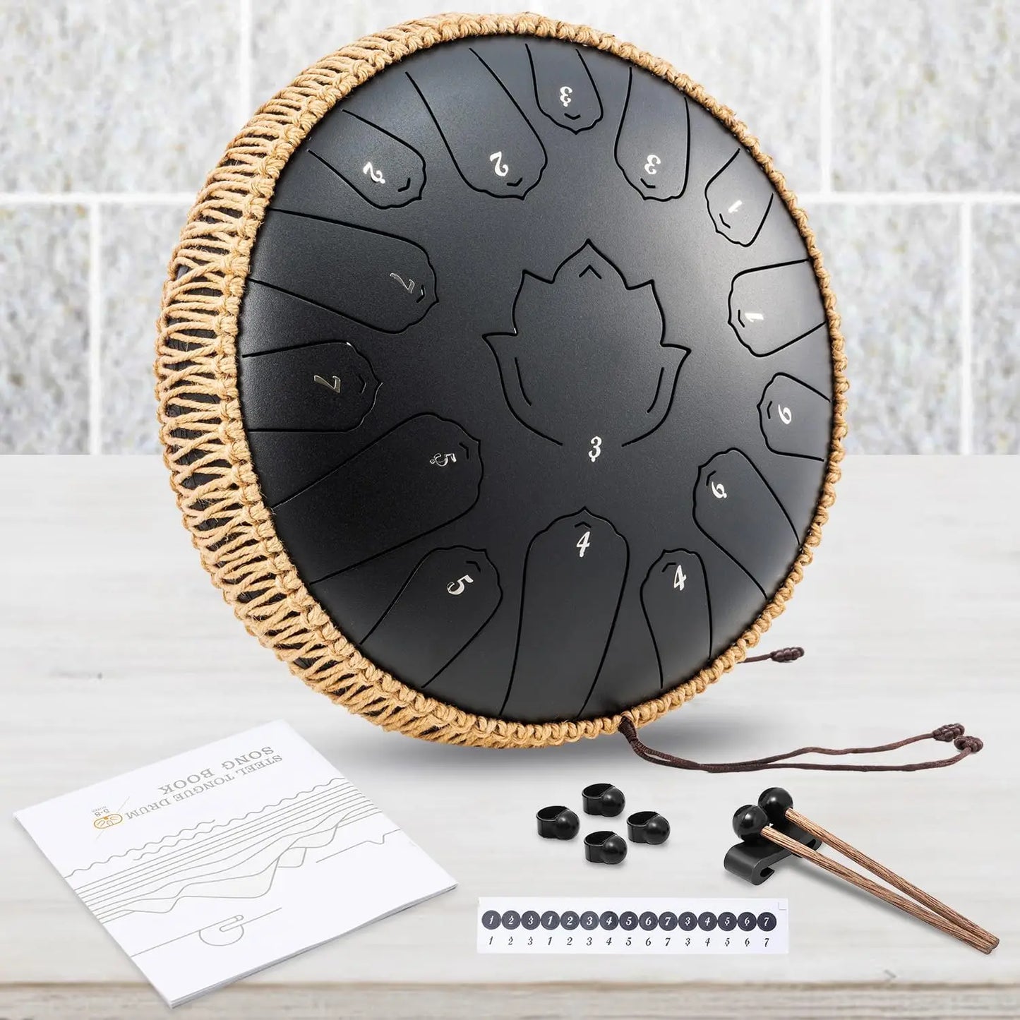 Handpan Style Black Steel Tongue Drum 13 Inch 15 Note