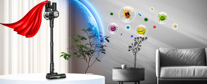 Self-Standing Cordless Vacuum 55Kpa 55Mins Battery with Wall Mount